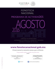 Cartelera Agosto 2016